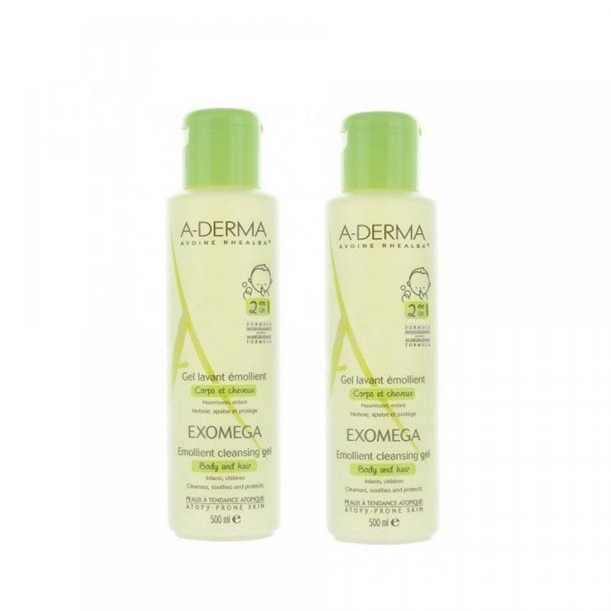 A-Derma Exomega Gel Emoliente 2 em 1 Corpo e Cabelo 500ml